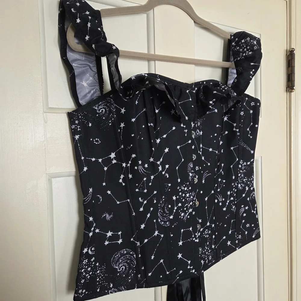 Corset Story Black Off Shoulder Constellation Print Corset Top (UK 20, US 14) - Picture 2 of 5